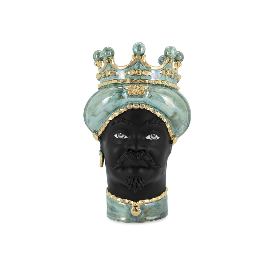 Ваза "Мавр" 40 см, черный/голубой, Италия