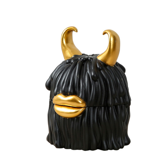 Интерьерная шкатулка "Черт" черная фарфор 15*15*20 см