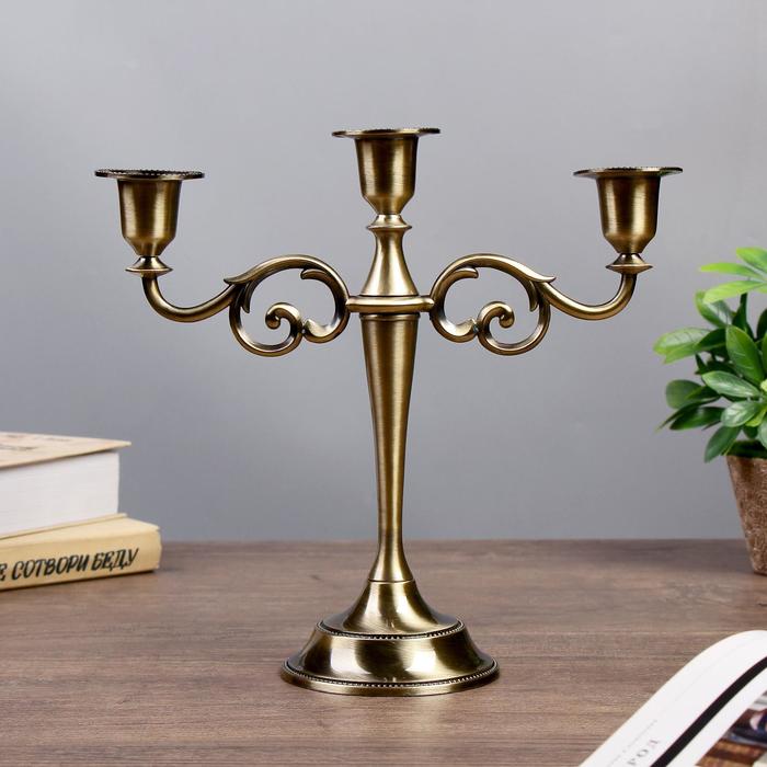 Подсвечник на 3 свечи 25,5х27х10 см. латунь