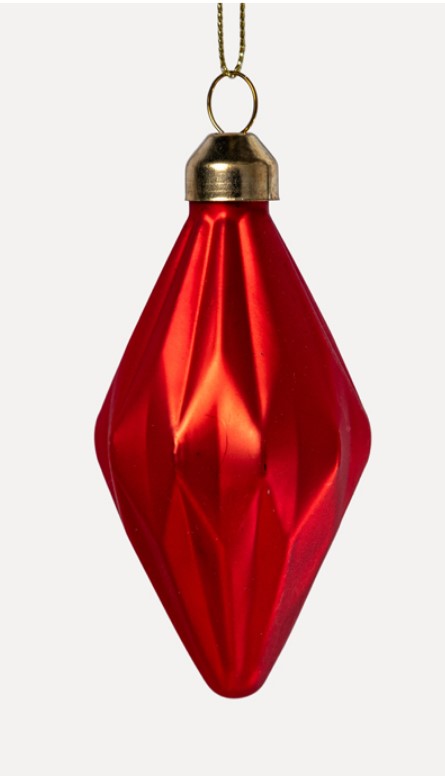 Подвес МИНДАЛЬ 5x10 см, стекло, флок, красный
