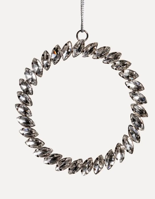 Подвес КОЛЬЦО с кристаллами D10 см, металл, стекло, серебряный