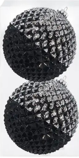 Шары в наборе D13 см, 2 шт, заснеженный, пластик, чёрный