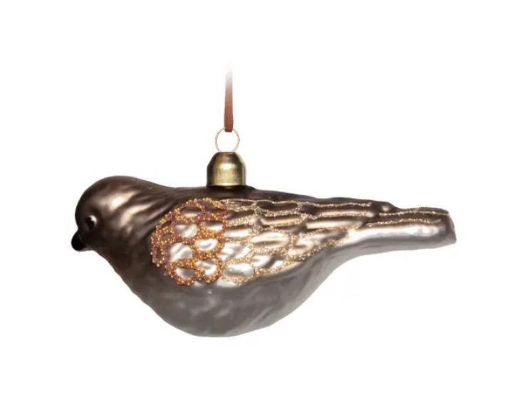 Подвес ПТИЦА 13х6 см, стекло, золотой