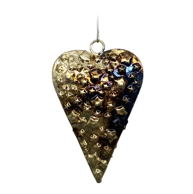 Подвес СЕРДЦЕ 9х13 см, металл, золотой