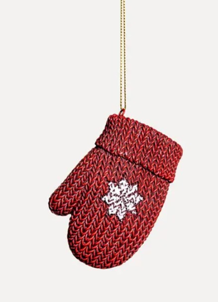 Подвес ВАРЕЖКА 6x9 см, полирезин, красный