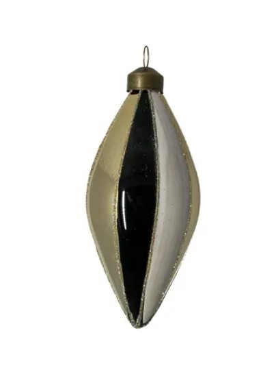 Подвес МИНДАЛЬ 6х14 см, стекло, черный, белый, золотой