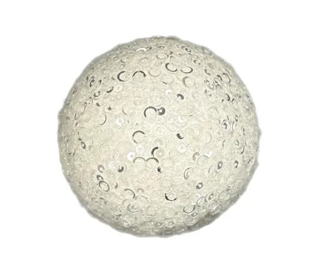 Шар D10 см с пайетками, пенопласт, белый