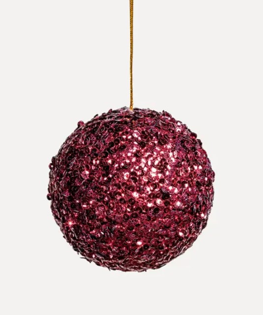 Шар D10 см с пайетками, пенопласт, бордовый