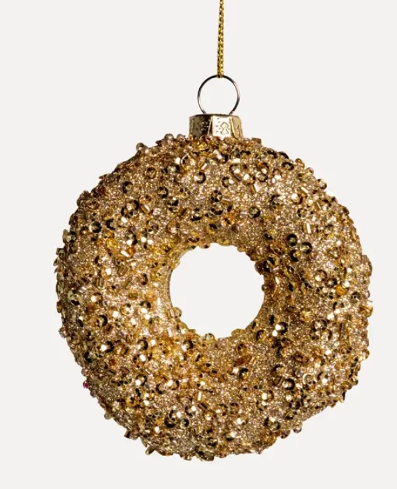 Подвес ПОНЧИК 8x10 см, глиттер, стекло, шампань