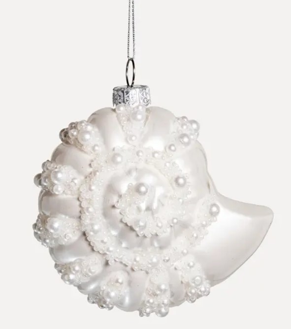 Подвес РАКУШКА 9x10 см, стекло, шампань