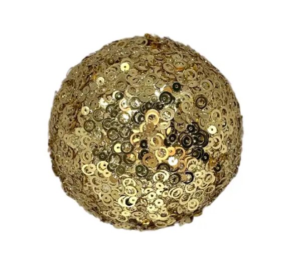 Шар D10 см с пайетками, пенопласт, шампань