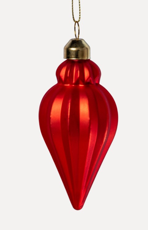Подвес КОНУС 6x8 см, стекло, флок, красный