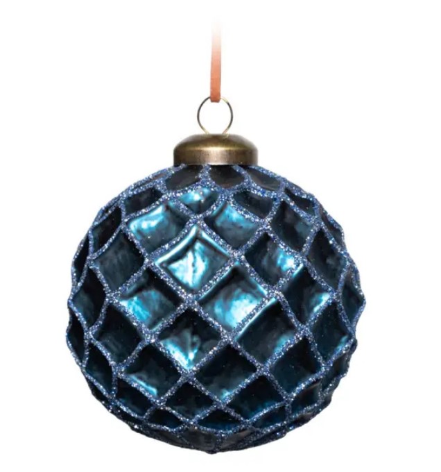 Шар D8 см, стекло, синий