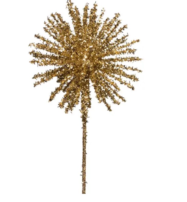 Ветвь с глиттером L46 см, пластик, золотой