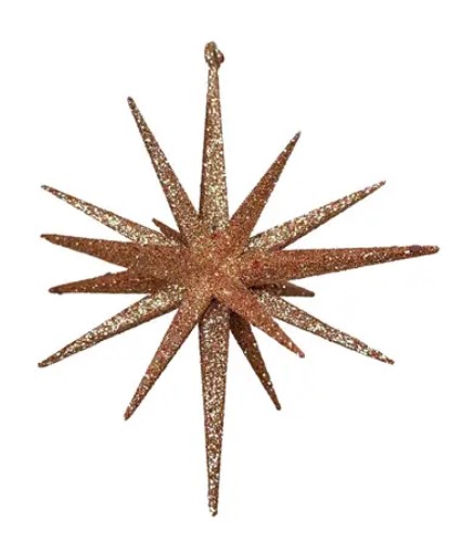 Подвес ЗВЕЗДА H15 см, глиттер, пластик, розовое золото