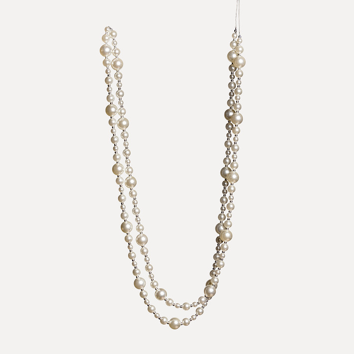 Бусы из бисера L 183 см, пластик, белый