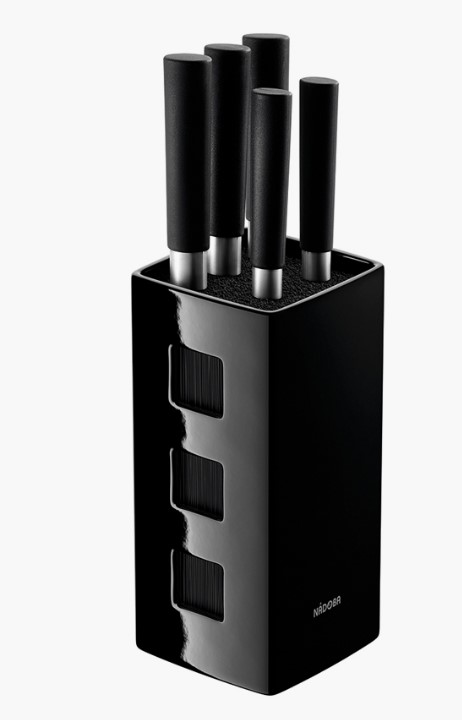 Набор из 5 кухонных ножей, с универсальным керамическим блоком Nadoba. Keiko